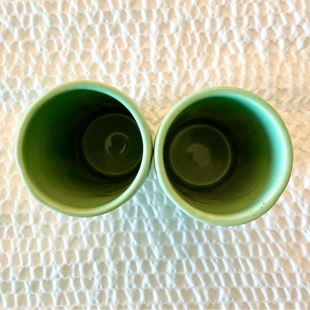 Bacardi Rum 2021 Mint Green Ceramic Tiki Mugs Totem Tumbler Set of 2